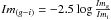 Mathematical equation: \hbox{$Im_{(g-i)}=-2.5\log{\frac{Im_{g}}{Im_{i}}}$}