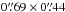 Mathematical equation: \hbox{$0\farcs 69 \times 0 \farcs 44$}