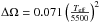 Mathematical equation: \hbox{$\Delta\Omega = 0.071 \left(\frac{T_{\rm eff}}{5500}\right)^2$}
