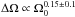 Mathematical equation: \hbox{$\Delta\Omega \propto \Omega_0^{0.15\pm0.1}$}