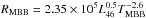 Mathematical equation: \hbox{$R_{\rm MBB}=2.35\times 10^{5} L_{46}^{0.5} T_{\rm MBB}^{-2.6}$}