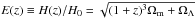 Mathematical equation: \hbox{$E(z) \equiv H(z)/H_0 = \sqrt{(1+z)^3\Omega_{\rm m} + \Omega_{\Lambda}}$}