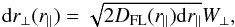 Mathematical equation: \begin{equation} \label{eq:fldiff} {\rm d}r_\perp(r_\parallel)=\sqrt{2 D_{\rm FL}(r_\parallel){\rm d}r_\parallel}W_\perp, \end{equation}