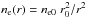 Mathematical equation: \hbox{$ n_{\rm e}(r)=n_{\rm e0}\;r_0^2/r^2$}