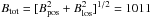 Mathematical equation: \hbox{$B_{\rm{}tot}=[B_{\rm{}pos}^2+B_{\rm{}los}^2]^{1/2}=1011$}