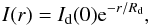 Mathematical equation: \begin{eqnarray*} I(r)=I_{\rm d}(0) {\rm e}^{-r/R_{\rm d}}, \end{eqnarray*}