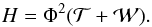 Mathematical equation: \begin{equation} H = \Phi^2(\twist + \writhe). \end{equation}