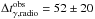 Mathematical equation: \hbox{$\Delta t^{\rm obs}_{\gamma,{\rm radio}} = 52 \pm 20$}