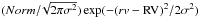 Mathematical equation: \hbox{$(Norm/\!\sqrt{2 \pi \sigma^2}) \exp(-(rv-{\rm RV})^2/2\sigma^2)$}