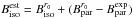 Mathematical equation: \hbox{$B_{\rm iso}^{\rm est} = B_{\rm iso}^{r_0} + (B_{\rm par}^{r_0} - B_{\rm par}^{\rm exp})$}
