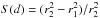 Mathematical equation: \hbox{$S(d)=(r_2^2-r_1^2)/r_2^2$}