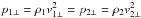 Mathematical equation: \hbox{$p_{1\perp}=\rho_1v_{1\perp}^2 = p_{2\perp}=\rho_2v_{2\perp}^2$}