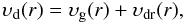 Mathematical equation: \begin{equation} \label{e:vdust} \upsilon_{\rm d}(r)=\upsilon_{\rm g}(r)+\upsilon_{\rm dr}(r), \end{equation}