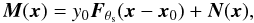 Mathematical equation: \begin{eqnarray} \label{eq:SZ_map} {{\vec M}}({\vec x}) = y_{0} {\vec F}_{\theta_{\rm s}}({\vec x}-{\vec x}_0) + {{\vec N}}({\vec x}), \end{eqnarray}