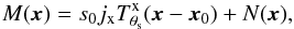 Mathematical equation: \begin{eqnarray} \label{eq:Xray_map} M({\vec x}) = s_{0} j_{\rm x} T^{\rm{x}}_{\theta_{\rm s}}({\vec x}-{\vec x}_0) + N({\vec x}), \end{eqnarray}