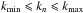 Mathematical equation: \hbox{$k_{\text{min}}\leqslant k_n\leqslant k_{\text{max}}$}