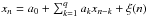 Mathematical equation: \hbox{$x_n = a_0 + \sum_{k=1}^q a_k x_{n-k} +\xi(n)$}