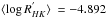 Mathematical equation: \hbox{$\langle\log R_{HK}^{'}\rangle \ = -4.892$}