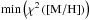 Mathematical equation: \hbox{$\min\left(\chi^{2}\left(\rm [M/H]\right)\right)$}