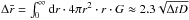 Mathematical equation: \hbox{$\Delta \bar{r}= \int_0^\infty {\rm d}r \cdot 4\pi r^2 \cdot r \cdot G \approx 2.3 \sqrt{\Delta t D}$}