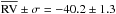 Mathematical equation: \hbox{$\overline{\rm RV} \pm \sigma = -40.2 \pm 1.3$}