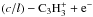 Mathematical equation: \hbox{$(c/l)-\rm C_3H_3^+ + e^-$}