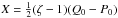 Mathematical equation: \hbox{$X = \frac12(\zeta-1)(Q_0-P_0)$}
