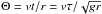 Mathematical equation: \hbox{$\Theta = vt/r = v\tau/\sqrt{gr}$}