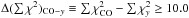 Mathematical equation: \hbox{$\Delta (\sum\chi^2)_{{\rm CO}-y}\equiv\sum\chi^2_{\rm CO}-\sum\chi^2_{y} \ge 10.0$}