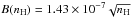 Mathematical equation: \hbox{$B(n_\mathrm{H}) = 1.43 \times 10^{-7} \sqrt{n_\mathrm{H}}$}