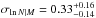 Mathematical equation: \hbox{$ \sigma_{\ln N|M}=0.33^{+0.16} _{-0.14}$}