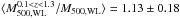 Mathematical equation: \hbox{$\langle M_{\rm 500,WL}^{0.1<z<1.3}/M_{\rm 500,WL}\rangle=1.13\pm0.18$}