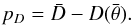 Mathematical equation: \begin{eqnarray} p_D = \bar{D} - D(\bar{\theta}). \end{eqnarray}