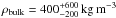 Mathematical equation: \hbox{$\rho_{\rm bulk}=400_{-200}^{+600}\,\mathrm{kg\,m^{-3}}$}