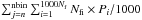 Mathematical equation: \hbox{$\sum_{j=n}^{\rm nbin}\sum_{i=1}^{1000N_{\rm f}} N_{\rm fi}\times P_i/1000$}