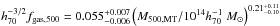 Mathematical equation: \hbox{$h_{70}^{-3/2}f_{\rm gas,500}=0.055_{-0.006}^{+0.007}\left(M_{\rm 500,MT}/10^{14}h_{70}^{-1}~M_\odot\right)^{0.21_{-0.10}^{+0.11}}$}