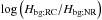Mathematical equation: \hbox{$\log\left(H_{\rm bg;RC}/H_{\rm bg;NR}\right)$}