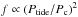 Mathematical equation: \hbox{$f\propto\left(P_{\rm tide}/P_{\rm c}\right)^{2}$}