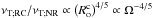 Mathematical equation: \hbox{$\nu_{\rm T; RC}/\nu_{\rm T;NR}\propto\left(R_{\rm o}^{\rm c}\right)^{4/5}\propto\Omega^{-4/5}$}