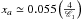 Mathematical equation: \hbox{$x_a\simeq 0.055\left({4\over {\mathscr{C}}_1}\right)$}