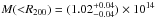 Mathematical equation: \hbox{$M({<}R_{\rm 200}) = (1.02^{+0.04}_{-0.04})\times10^{14}$}