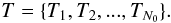 Mathematical equation: \appendix \setcounter{section}{1} \begin{equation} \begin{aligned} T = \{T_1, T_2,..., T_{N_0}\}. \end{aligned} \end{equation}