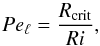 Mathematical equation: \begin{equation} Pe_\ell=\frac{R_{\rm crit}}{Ri}, \end{equation}