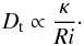 Mathematical equation: \begin{equation} \label{eq:dtzahn} D_{\rm t}\propto \frac{\kappa}{Ri}\cdot \end{equation}