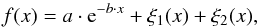 Mathematical equation: \begin{equation} f(x) = a\cdot {\rm e}^{-b\cdot x} + \xi_{1}(x) + \xi_{2}(x), \label{eq_fitting} \end{equation}