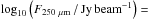 Mathematical equation: \hbox{$\log_{\rm 10}\left(F_{\rm 250~\mu m} \, / \, {\rm Jy \, beam}^{-1} \right) = $}