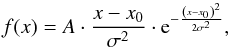 Mathematical equation: \begin{equation} f(x) = A \cdot \frac{x - x_{\rm 0}}{\sigma^2} \cdot {\rm e}^{- \frac{\left(x - x_{\rm 0}\right)^2}{2 \sigma^2} } , \label{def_rayleigh} \end{equation}