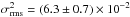 Mathematical equation: \hbox{$\sigma_{\rm rms}^2=(6.3\pm 0.7)\times 10^{-2}$}