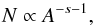 Mathematical equation: \begin{equation} N \propto A^{-s-1} , \label{EQ_5} \end{equation}