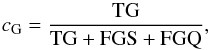 Mathematical equation: \begin{equation} {c_{\rm G}=\rm \frac{TG}{TG+FGS+FGQ}} , \label{Eq: completeness} \end{equation}